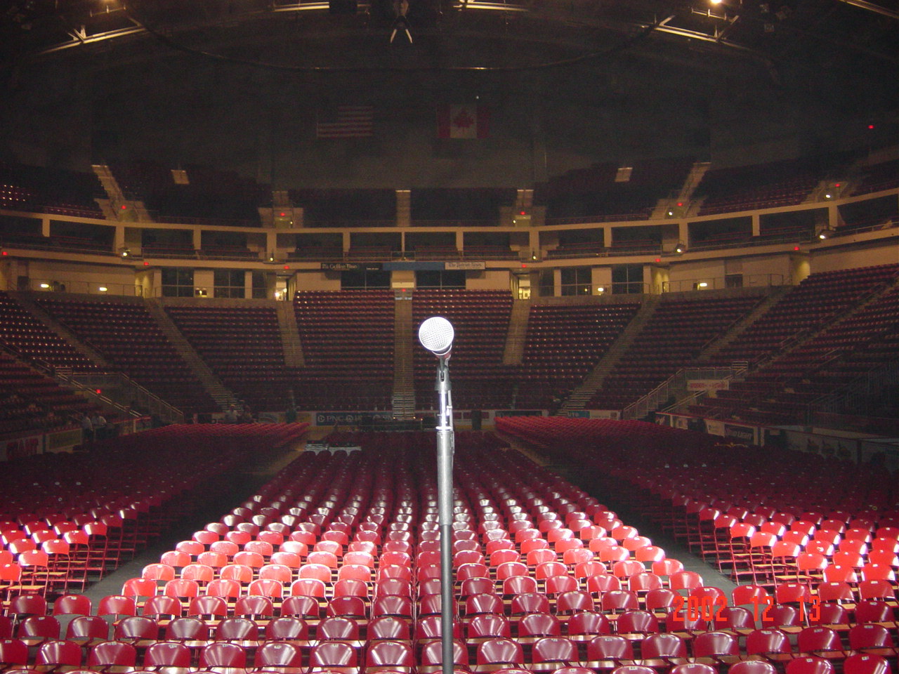 Empty arena with microphone
